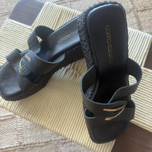 Gianna Kazakou Handmade Greek Black Leather Sandals – Size 40 (Never Worn) - Picture 2 of 5